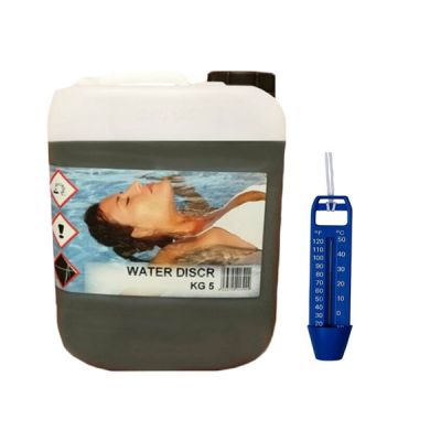 WATER DISCR Tanica 5 kg Detergente Liquido ad azione Disincrostante, Sgrassante e Pulente per Piscina + Termometro