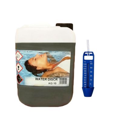 WATER DISCR Tanica 10 kg Detergente Liquido ad azione Disincrostante, Sgrassante e Pulente Piscina + Termometro Omaggio