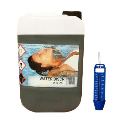 WATER DISCR Tanica 25 kg Detergente Acido ad azione Disincrostante, Sgrassante e Pulente per Piscina + Termometro