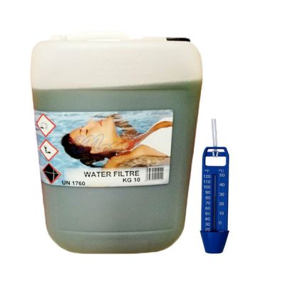 WATER FILTRE Tanica 10 kg - Detergente Liquido per pulizia filtri piscina a sabbia, diamotee e cartuccia + Termometro