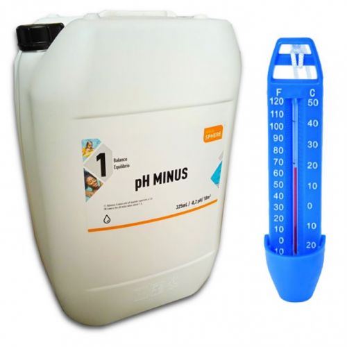 PH- LIQUIDO Tanica 25 kg - Acido Piscina per la riduzione del valore di pH dell'acqua + Termometro Omaggio