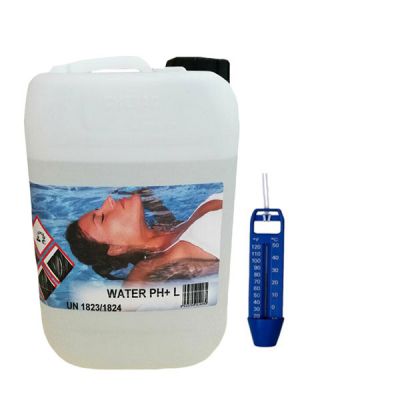 WATER PH+ LIQUIDO Tanica 30 kg - Detergente Alcalino per innalzare il valore del pH dell'acqua + Termometro in Omaggio