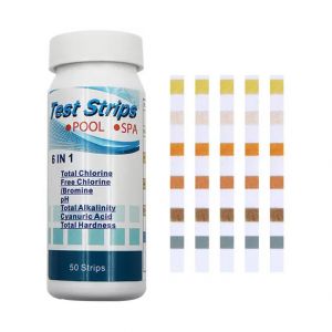 TEST STRIPS 6 IN 1 BLUE BAY PER PISCINE E SPA - Confezione con 50 strisce per analisi acqua piscina
