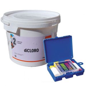 DICLORO GRANULARE Secchio 5 kg Cloro Granulare a Rapida Dissoluzione per Trattamenti Shock + Tester per ph cloro e bromo