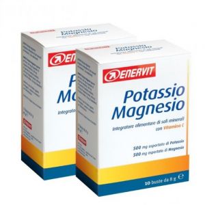POTASSIO MAGNESIO PROMO PACK ENERVIT 20 Buste da 8 grammi - Integratore Alimentare a base di sali minerali e Vitamina C