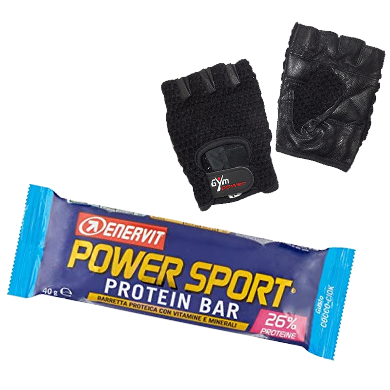 Enervit Power Sport Protein Bar 10 Barrette Proteiche Gluten Free da 40 g gusto COCCO CIOK + Guanti Cuoio Rete in Regalo