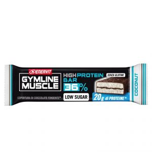 Enervit Gymline High Protein Bar 36% Coconut - Barretta proteica da 55g con copertura cioccolato fondente