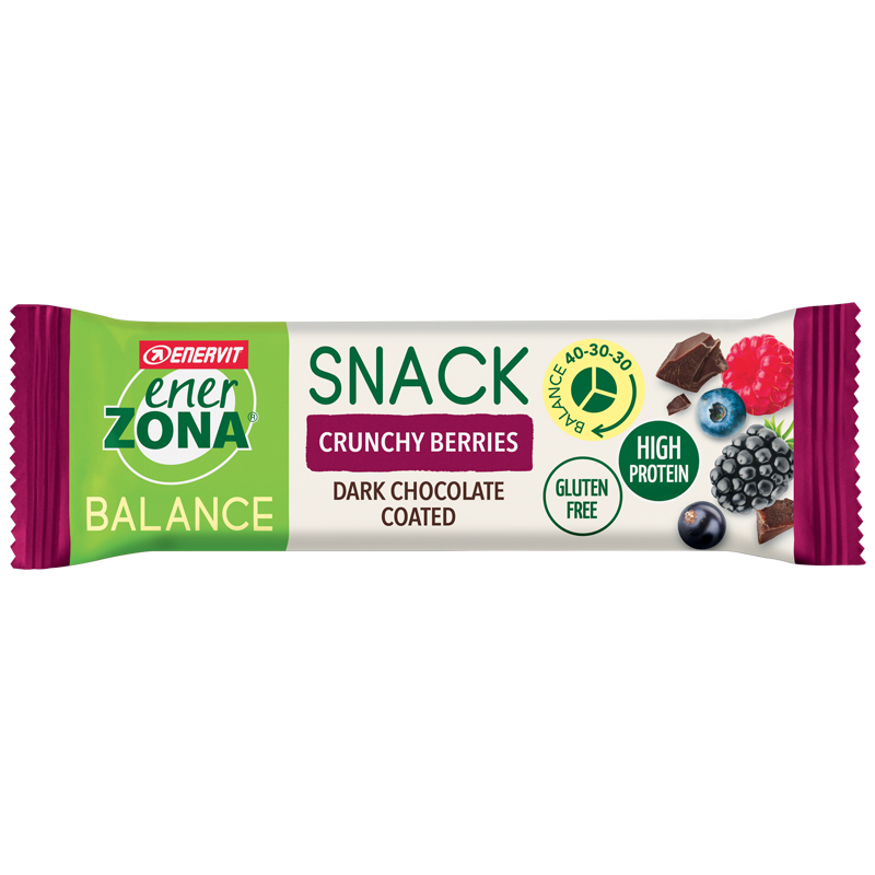 Enerzona Balance 40-30-30 Snack barretta da 33 g gusto Crunchy Berries ricoperta di Cioccolato