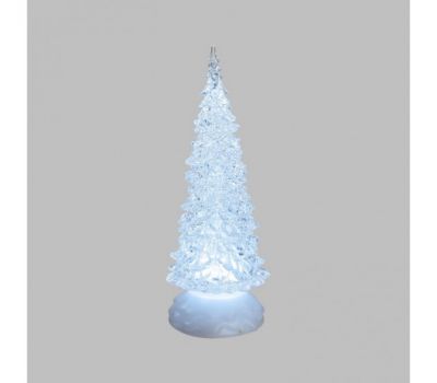 Albero Natale Ghiaccio Acrilico GLITTER LED ICE BIANCO FREDDO Scintillante a Batteria  Ø10xH27cm