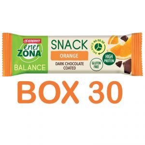 SNACK ORANGE BALANCE 40-30-30 ENERZONA - Box 30 Barrette da 33 grammi gusto arancia ricoperta di cioccolato fondente