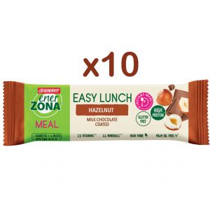 Enerzona 10 barrette Easy Lunch Hazelnut 58g - 10 Barrette con vitamine e minerali - Gusto Nocciola