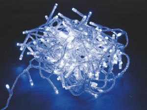 Catena 300 LED BLU con Cavo Trasparente per Esterno ed Interno 12+5 mt - Catena di Natale con Giochi di Luce
