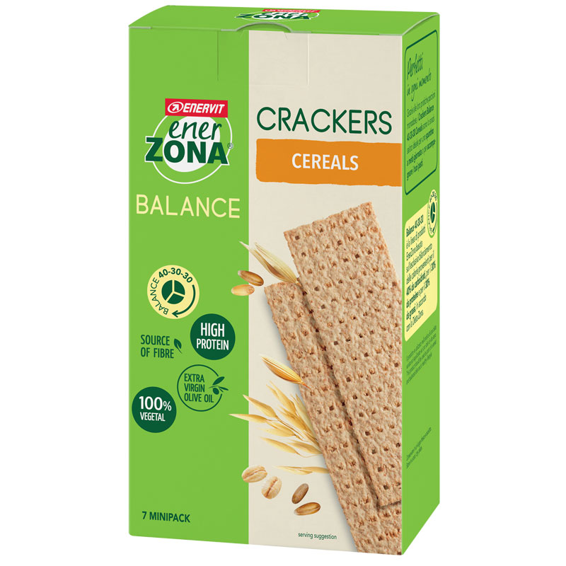 Enerzona Crackers Balance 40-30-30 Cereals - 100% vegetale - Fonte di proteine e fibre