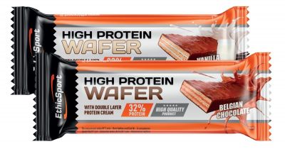 Ethicsport High Protein Wafer 35 g Belgian Chocolate - Box 6 Barrette ad Alto Contenuto Proteico 32% Proteine del Latte