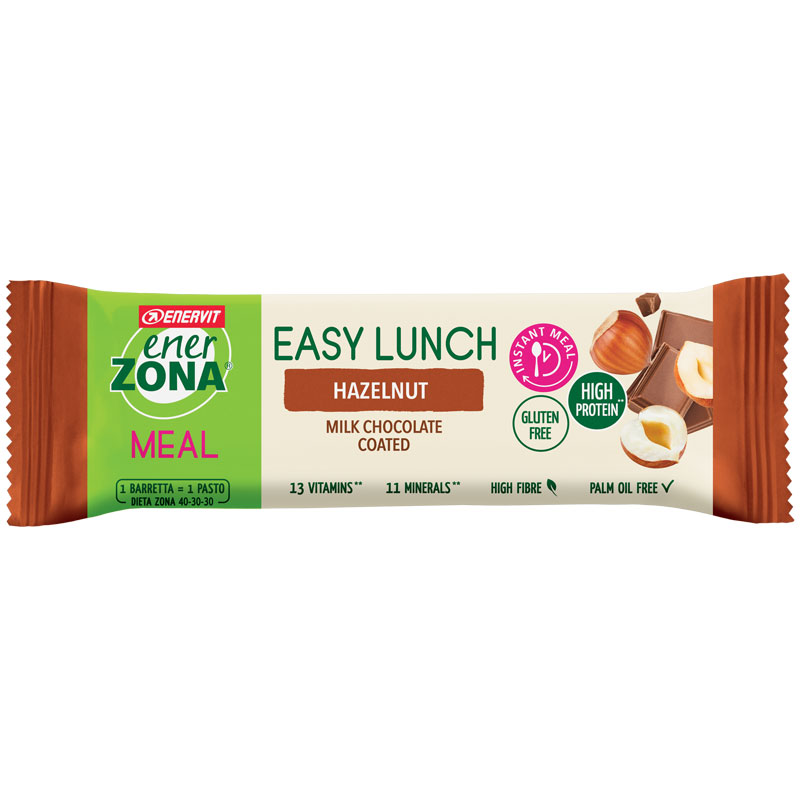 Enerzona Easy Lunch Hazelnut 58g - Barretta con vitamine e minerali - SCADENZA RAVVICINATA 26/08/2022