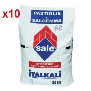 PASTIGLIE DI SALGEMMA ITALKALI, 10 SACCHI DA 25 KG - Sale 100% naturale specifico per addolcitori e generatori di cloro