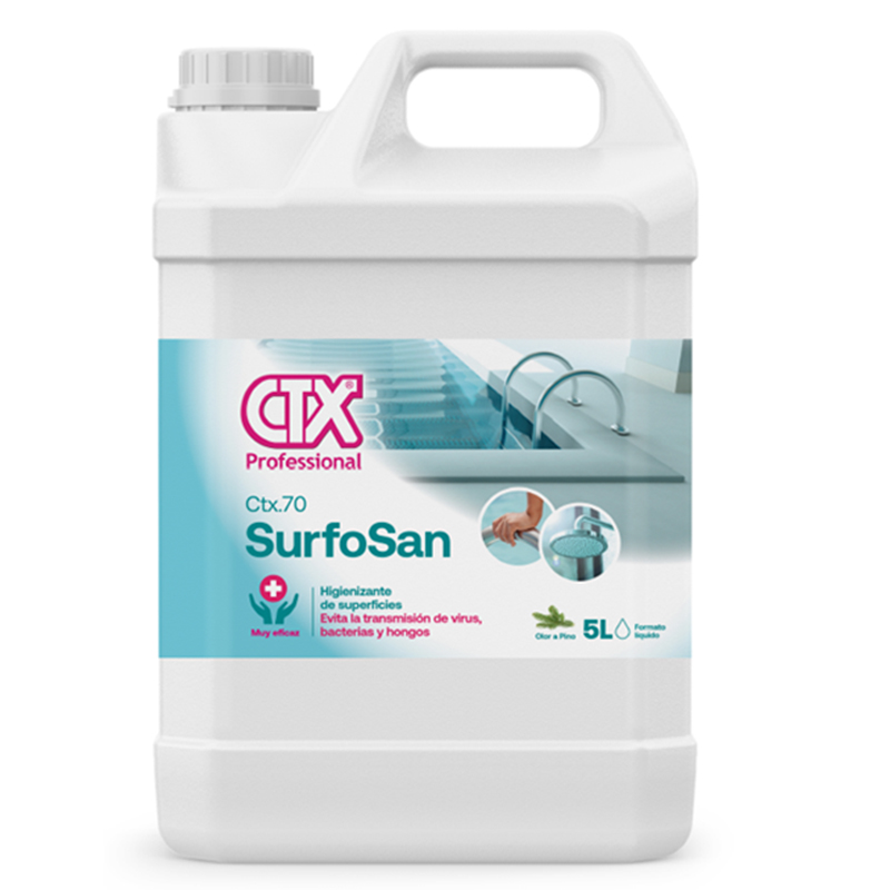 CTX-70 SURFOSAN Tanica da 5 Litri - Prodotto Igienizzante a pH Neutro per eliminare e prevenire virus e batteri