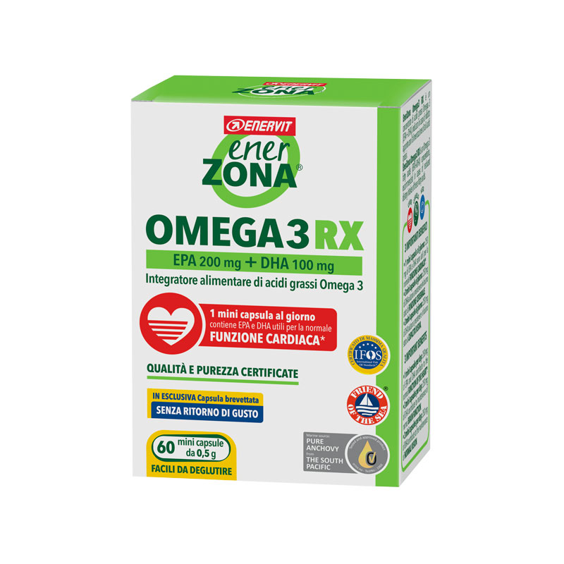 EnerZona Omega 3 RX Blister 45 g 60 mini capsule da 0,5 g - Acidi Grassi Omega 3 EPA 200 mg+DHA 100 mg