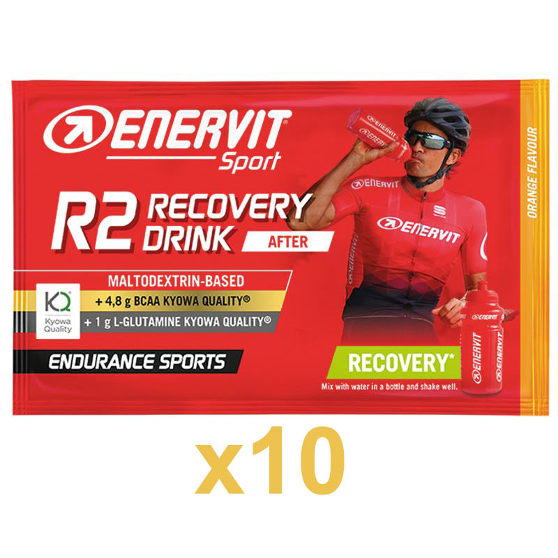 Enervit Sport R2 Recovery Drink After 10 Buste 10x50g Arancia - Maltodextrin Based - +4,8 BCAA - +1g L-Glutamine