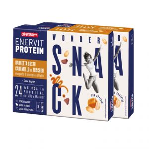 Enervit Protein Astuccio 16 Barrette Wonder Snack con Caramello e Arachidi - 24% Proteine da latte e arachidi