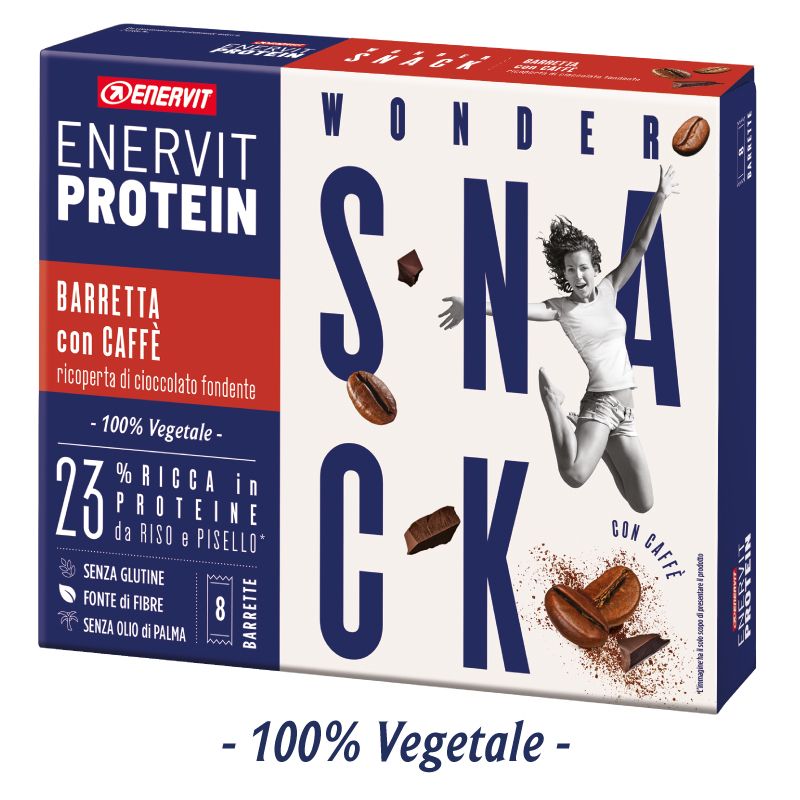 Enervit Protein Astuccio 8 Barrette Wonder Snack con caffè ricoperta di cioccolato fondente - 23% di proteine 