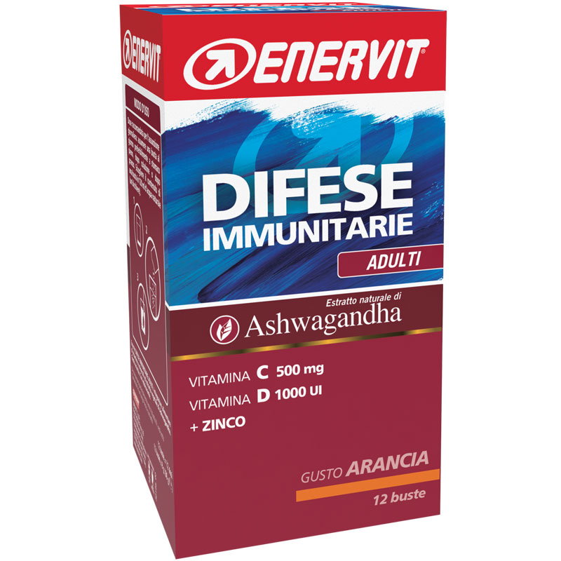 Enervit Difese Immunitarie Adulti Box buste 12x8g Arancia - Vitamine, minerali ed estratto vegetale di Ashwagandha