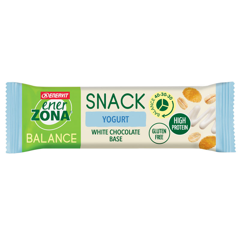 Enerzona Balance 40-30-30 Snack Yogurt - 10 Barrette 10x25g con base di cioccolato bianco - Ricco di proteine e fibre