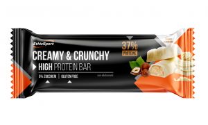 EthicSport Barretta Creamy&Crunchy Bianco e Nocciola 30g - Barretta Croccante e Cremosa ad Alto Contenuto Proteico (37%)