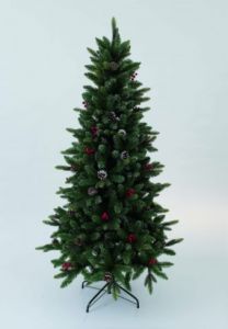 Albero Natale Pino Canadese 120 cm - 251 Rami - Albero di Natale folto con base in metallo e rami in PVC