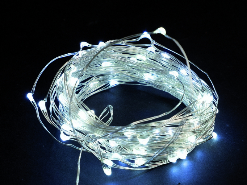 Catena Luminosa 180 LED Bianco Freddo a luce fissa con filo in rame - Lunghezza 18+5 metri per uso esterno ed interno
