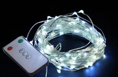 Catena Luminosa 180 LED Bianco Freddo con filo in rame e giochi di luce - Lunghezza 9+1,5 metri per esterno ed interno