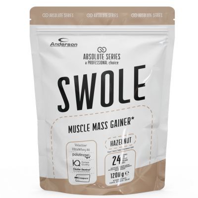 SWOLE MUSCLE MASS GAINER Busta 1200g gusto HAZELNUT - Integratore di proteine con zuccheri ed edulcorante