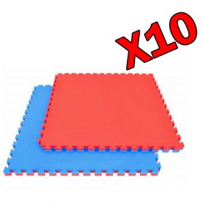 KIT RISPARMIO 10 MQ TATAMI DA 2 CM - Pavimentazione Bicolore Blu-Rossa con bordi inclusi