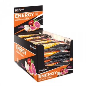 EthicSport Box 25 barrette Energy Mela - Pompelmo 25x35 g - Barrette energetiche Gluten Free e Senza Olio Di Palma