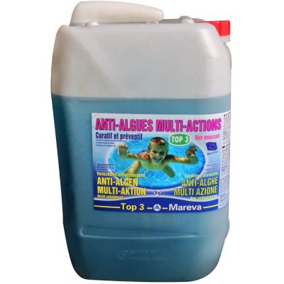 ANTIALGHE MULTI-AZIONE TOP 3 - Tanica da 20 Litri di Anti-alghe curativo e preventivo per piscina, non schiumogeno