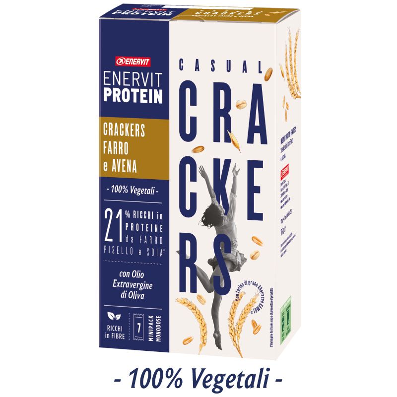 Enervit Protein Astuccio 7 minipack Casual Crackers Salati con Farro e Avena - 21%  proteine -scadenza 27/10/2023