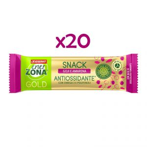 EnerZona 20 Snack 40-30-30 Gold Antiossidante 20x25 g - 20 Barrette gusto goji e amarena, base di cioccolato fondente
