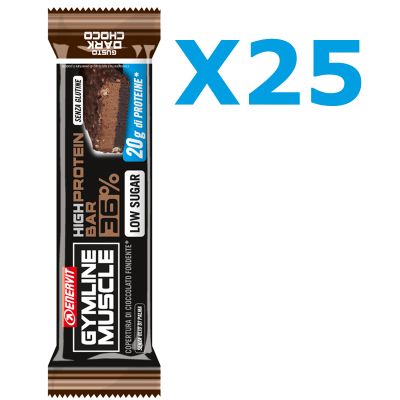 Enervit Gymline High Protein Bar 36% Dark Choco - Conf 25 barrette proteiche da 55g con doppia copertura fondente