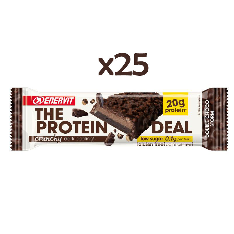 Enervit The Protein Deal gusto Double Choco Storm - Confezione 25 barrette proteiche da 55 grammi