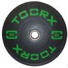 Disco Bumper Training Absolute 10 kg nero-verde con boccola svasata in acciaio inox diametro 45 cm