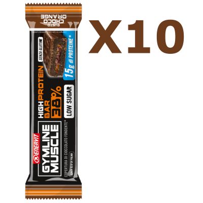 Enervit Gymline High Protein Bar 38% Choco Orange Senza Glutine - Conf 10 barrette da 40g con proteine e vitamine