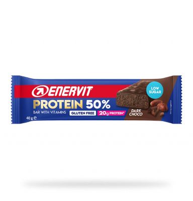 Enervit Sport Protein Bar 50%, gusto Dark Choco - Barretta Proteica da 40 grammi con Vitamine