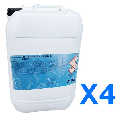KIT RISPARMIO PH- Liquido Kit Risparmio 100 kg/lt - Acido per riduzione ph in piscina, per pompe dosatrici