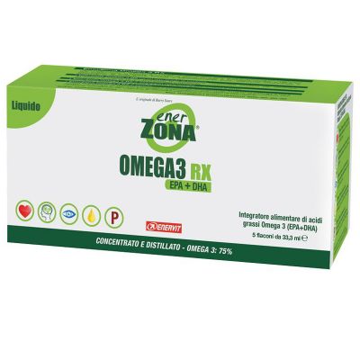 ENERZONA OMEGA 3 RX in Astuccio con 5 flaconi da 33,3 ml gusto LIMONE - Acidi grassi Omega 3 - scadenza 25/08/2024