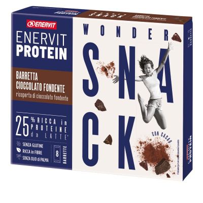 Enervit Protein Box 8 Barrette con cacao ricoperta di cioccolato fondente - Proteine da latte - scadenza 27/10/2024