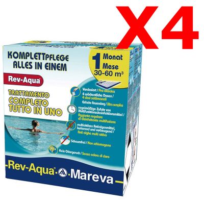 MAXI OFFERTA REV-AQUA 30-60 M³ - Trattamento completo di 4 mesi per piscine con volumi da 30000 a 60000 Litri