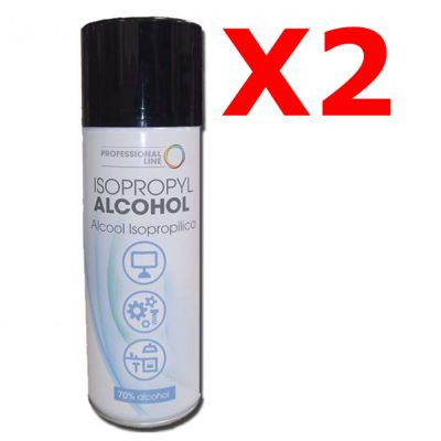 KIT RISPARMIO con 2 Isopropyl Alcohol Spray 400 ml - Alcool Isopropilico 70% Spray con Beccuccio