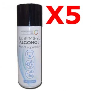 KIT RISPARMIO con 5 Isopropyl Alcohol Spray 400 ml - Alcool Isopropilico 70% Spray con Beccuccio