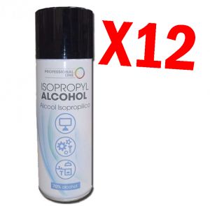 KIT SUPER RISPARMIO con 12 Isopropyl Alcohol Spray 400 ml - Alcool Isopropilico 70% Spray con Beccuccio