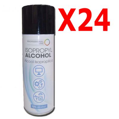 KIT MAXI RISPARMIO con 24 Isopropyl Alcohol Spray 400 ml - Alcool Isopropilico 70% Spray con Beccuccio